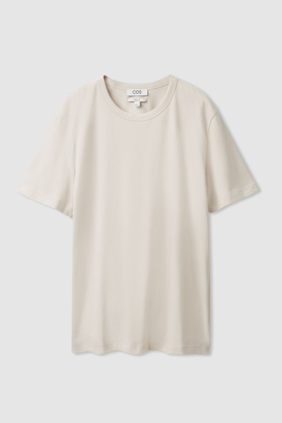 Cos Regular-fit Brushed Cotton T-shirt In Brown