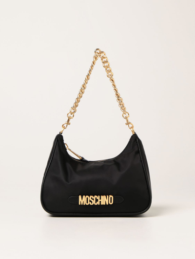 Moschino Nylon Hobo Bag In Black