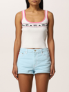 Chiara Ferragni Intarsia-knit Sleeveless Top In White