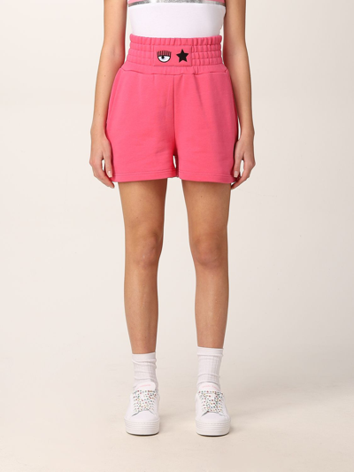 Chiara Ferragni Eyestar  Cotton Shorts In Fuchsia