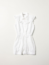 Il Gufo Kids' Short Linen Jumpsuit In White