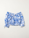 Msgm Graphic-print Long-sleeve Top In Gnawed Blue