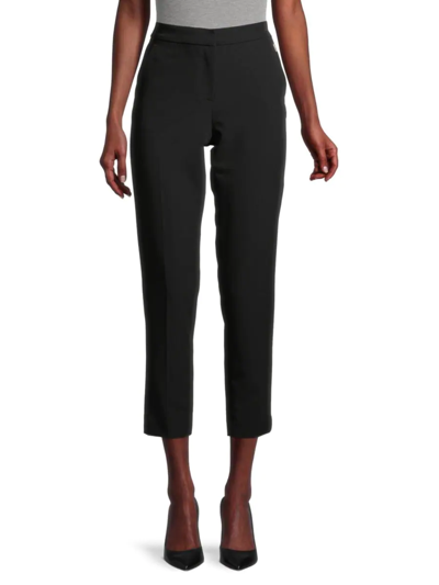 Tommy Hilfiger Women's Woven Flat Front Ankle Pants In Black