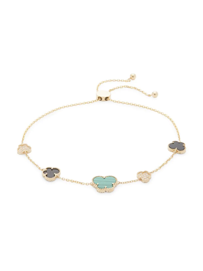 Effy Women's 14k Yellow Gold, Onyx, Malachite & Diamondbutterfly Bolo Bracelet