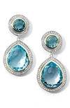 Ippolita 18k Yellow Gold & Sterling Silver Chimera Rock Candy Blue Topaz & Diamond Halo Drop Earrings In Gold/ Topaz/ Silver