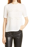 REBECCA TAYLOR LACE INSET SILK TOP