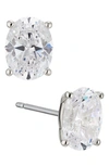 Nadri Modern Luv Large Oval Cubic Zirconia Stud Earrings In Rhodium