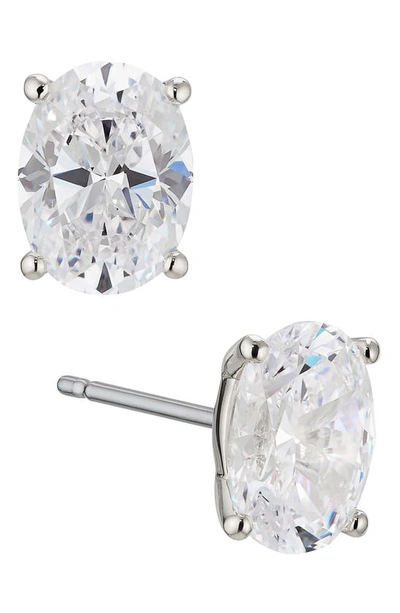 Nadri Modern Luv Large Oval Cubic Zirconia Stud Earrings In Rhodium