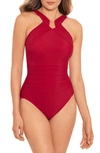 Miraclesuit Rock Solid Aphrodite Halter One-piece Swimsuit In Grenadine
