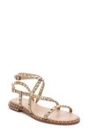 Ash Paola Studded Leather Flat Sandals In Gold
