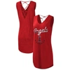 G-III 4HER BY CARL BANKS G-III 4HER BY CARL BANKS RED LOS ANGELES ANGELS GAME TIME SLUB BEACH V-NECK COVER-UP DRESS