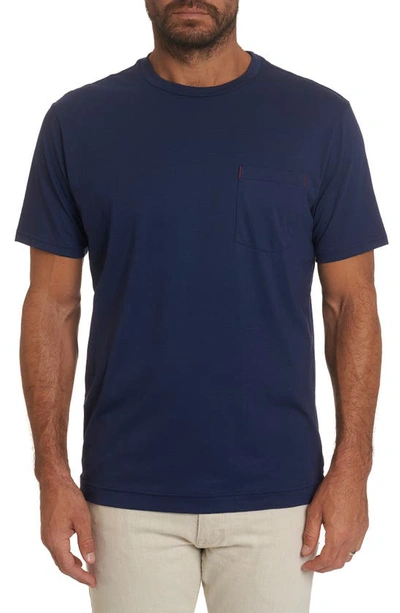 Robert Graham Myles Cotton Blend Pocket Tee In Navy