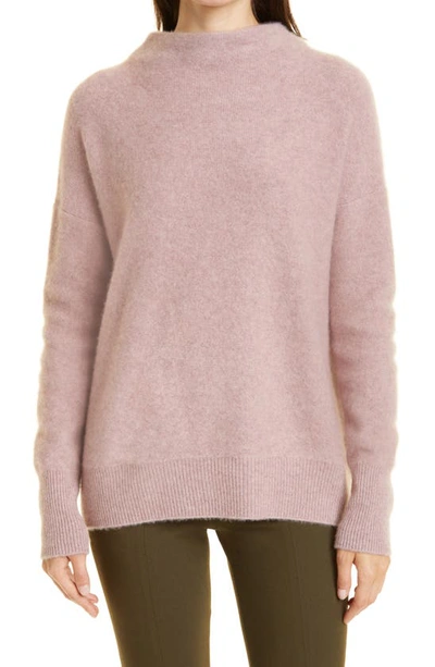 Vince Boiled Cashmere Funnel-neck Pullover In Pink Shell