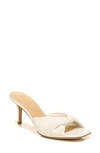 Veronica Beard Melli Twist Leather Kitten-heel Sandals In Snow
