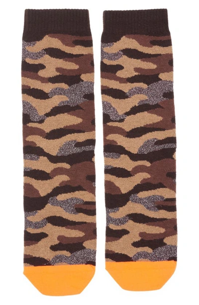 Golden Goose Camouflage Crew Socks In Brown/ Orange
