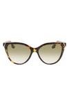 VICTORIA BECKHAM GUILLOCHÉ 57MM GRADIENT CAT EYE SUNGLASSES