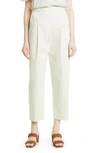 REBECCA TAYLOR PLEATED STRETCH COTTON CROP TROUSERS