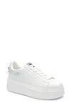 Ash Moby Stud Bicolor Leather Platform Sneakers In White