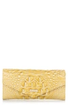 Brahmin Veronica Melbourne Croc Embossed Leather Envelope Wallet In Butter