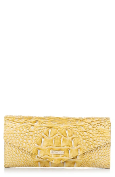 Brahmin Veronica Melbourne Croc Embossed Leather Envelope Wallet In Butter