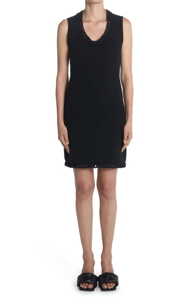 Bottega Veneta Chain-detailed Wool Knit Mini Dress In Black