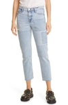 Frame Le Nouveau Patched Straight Leg Jeans In Hideaway