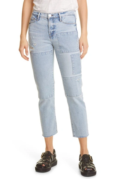 Frame Le Nouveau Patched Straight Leg Jeans In Hideaway