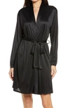 Natori Aphrodite Satin Long Robe In Black