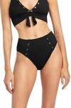 Robin Piccone Amy High Waist Bikini Bottoms In Black