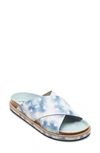Free People Sidelines Slide Sandal In Blue Tie Dye