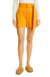 VINCE BELTED COTTON & LINEN TWILL SHORTS