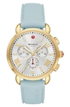 Michele Sport Sail Chronograph Watch Head With Silicone Strap, 38mm In Green