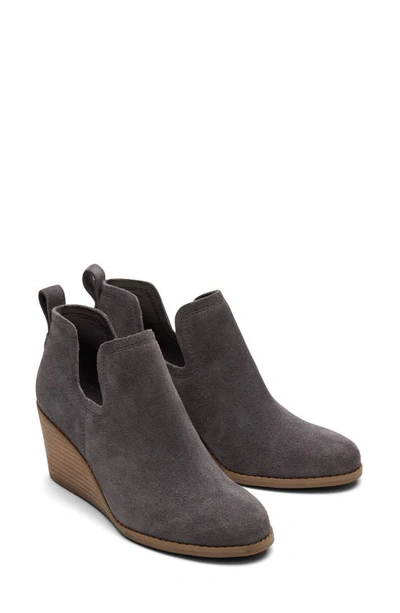 Toms Kallie Womens Faux Suede Slip On Wedge Boots In Gray