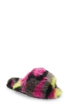 Sorel Go Mail Run Faux Fur Slide Slipper In Quarry Black