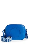 Stella Mccartney Small Perforated Logo Faux Leather Camera Bag In Jewel Blue