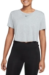 Nike Women's Dri-fit One Standard Fit Short-sleeve Cropped Top In Particle Grey / Black
