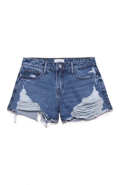 Frame Women's Le Grand Garçon Distressed Shorts In Denim