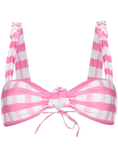 Jacquemus Le Haut Vichy Checked Bikini Top In Pink
