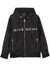 Givenchy Kids Black Lightweight Jacket With White Embroidered Logo And 4g Motif In Black