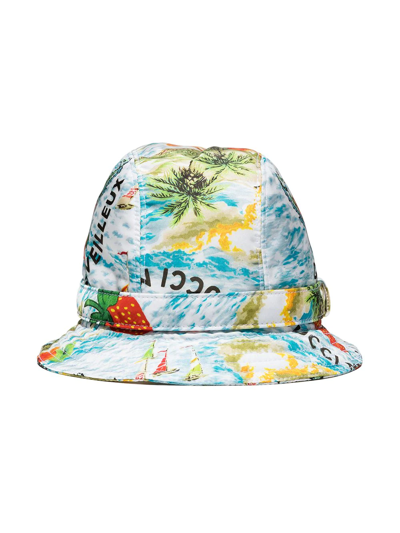 Gucci Kids' Stawberry Smooth Print Bucket Hat In Multi