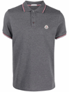 Moncler Short-sleeved Polo Shirt With Logo In Grey