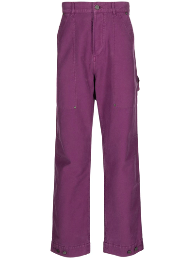 Palm Angels Patch Pocket Denim Trousers In Purple