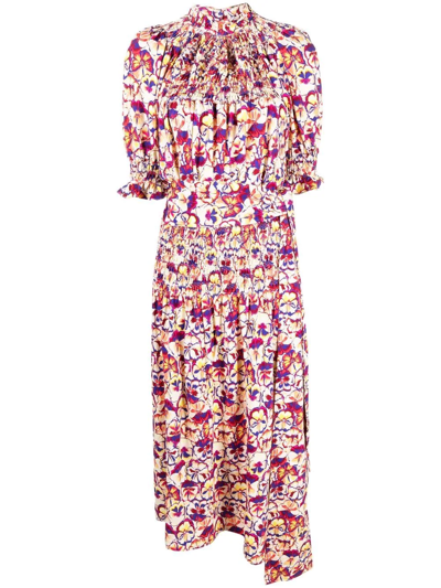 Rabanne Flower Printed Jersey Shortsleeved Midi Dress