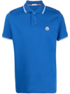 Moncler Branded Striped Cotton-piqué Polo Top In Blue