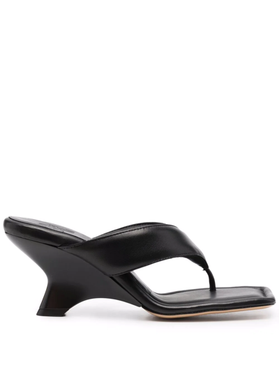 Gia Borghini Padded Leather Heeled Sandals In Black