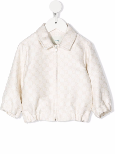Fendi Babies' Grid-pattern Jacket In Neutrals