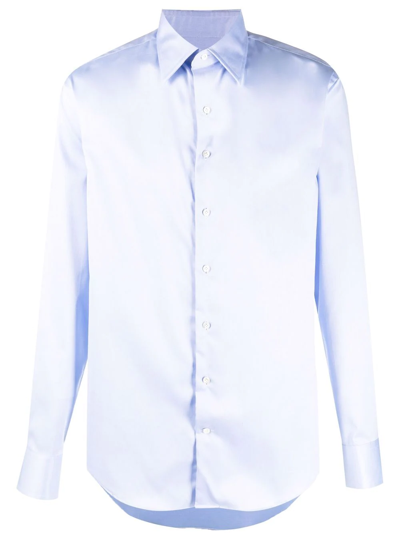 Emporio Armani Button-down Fitted Shirt In Blue