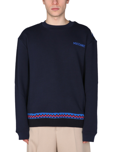 Missoni Crew Neck Sweatshirt In Blue