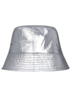 Stella Mccartney Vinyl Bucket Bag With Logo In Silver