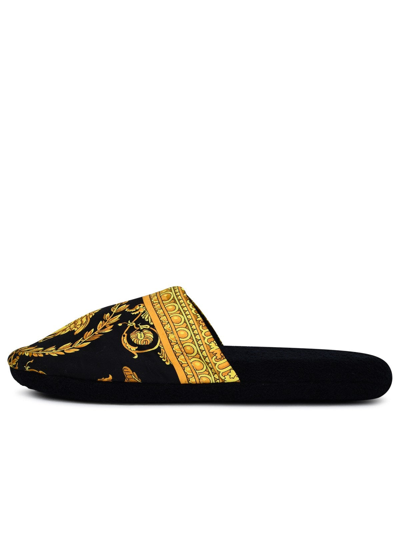 Versace Home Medusa Barocco House Slippers In Black